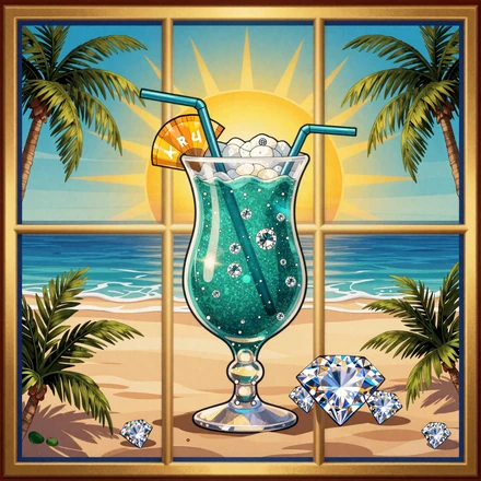 Sunrise-Slot mit tropischem Cocktail und Diamanten - neuer Online Slot bei OnlySpins