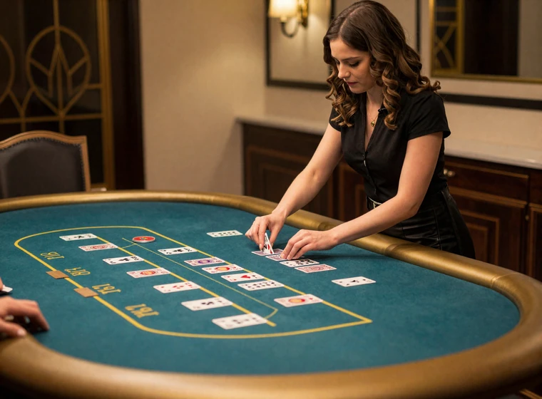 Eleganter privater VIP-Live-Tisch mit Croupier in warmem Licht - VIP-Tische im Live Casino bei OnlySpins