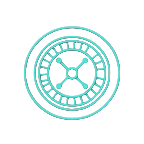 T&uuml;rkises Icon mit Roulette-Rad - Roulette Spiel im Live Casino bei OnlySpins