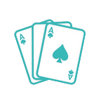 T&uuml;rkises Icon mit zwei Spielkarten - Live Blackjack online bei OnlySpins